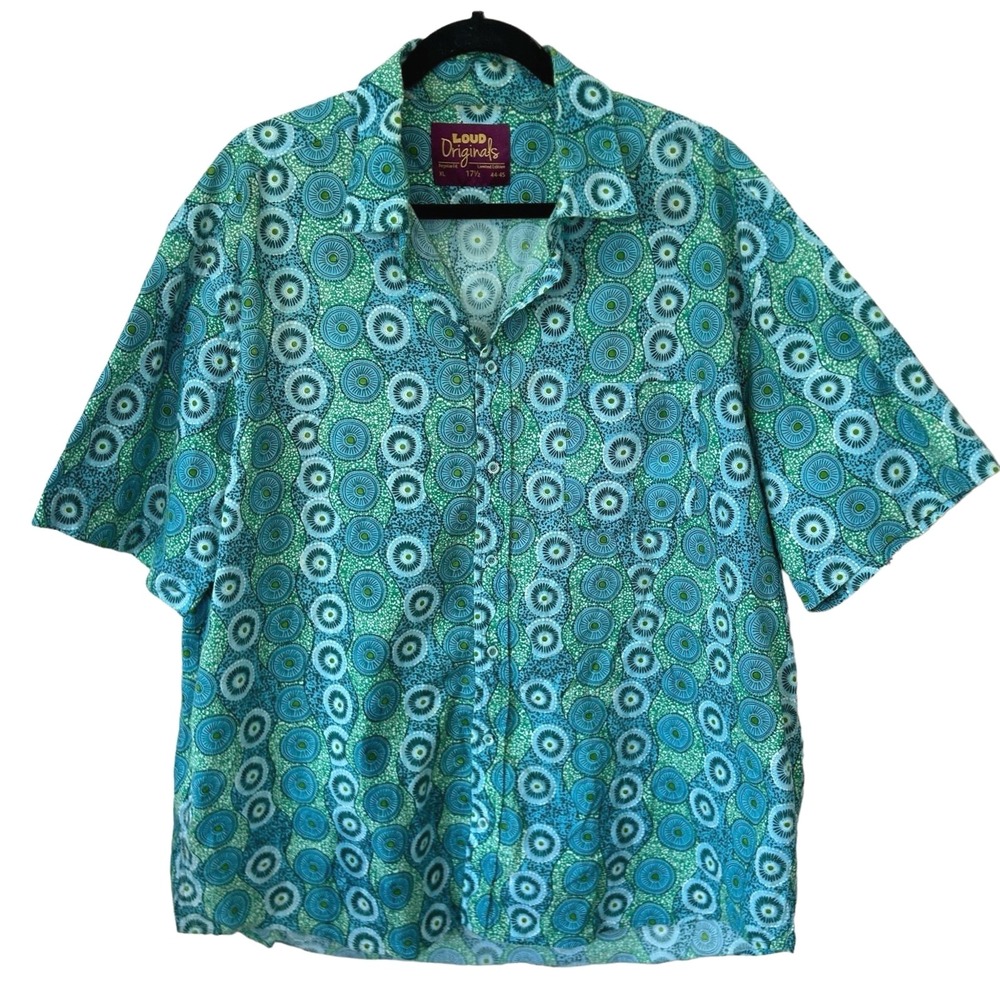 Loud Originals Retro Y2k Button Shirt Mens XL Short Sl Psychedlic Mod Vacation